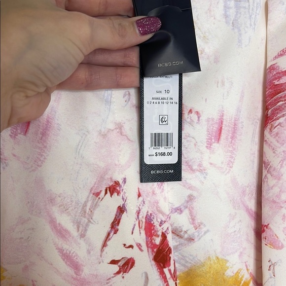 NWT BCBGMaxAzria Women's Abstract Print Shorts - Pink, Yellow, White - Picture 4 of 6